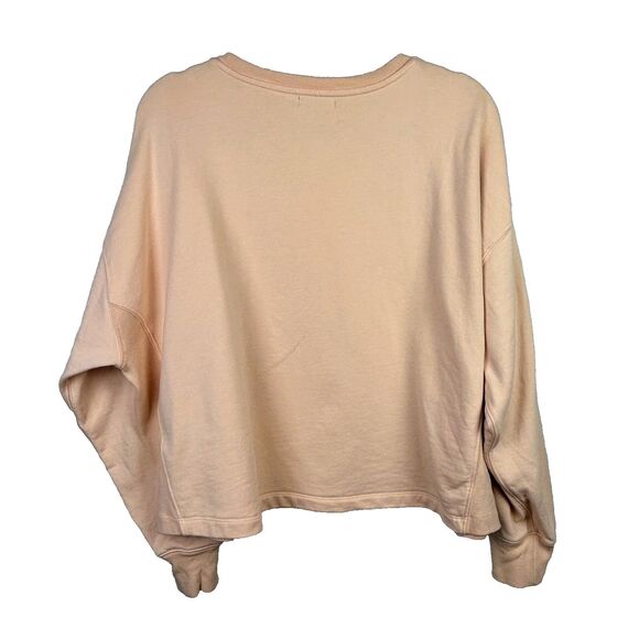 J Crew University Terry Cropped Sweatshirt Long Sleeve Crewneck Cotton Peach L - Picture 4 of 11